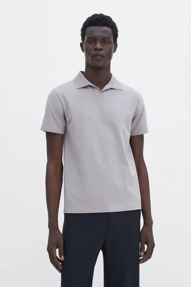 Men Stretch Cotton Polo TShirt Dove Grey Filippa K TShirts