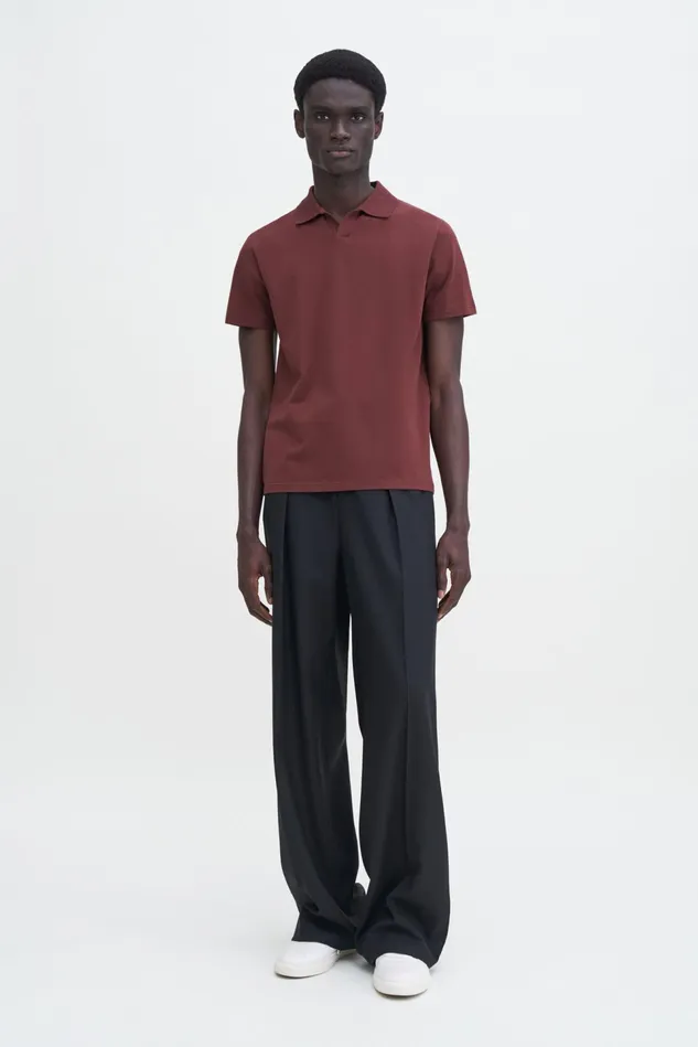 Men Stretch Cotton Polo TShirt Mahogany Brown Filippa K TShirts