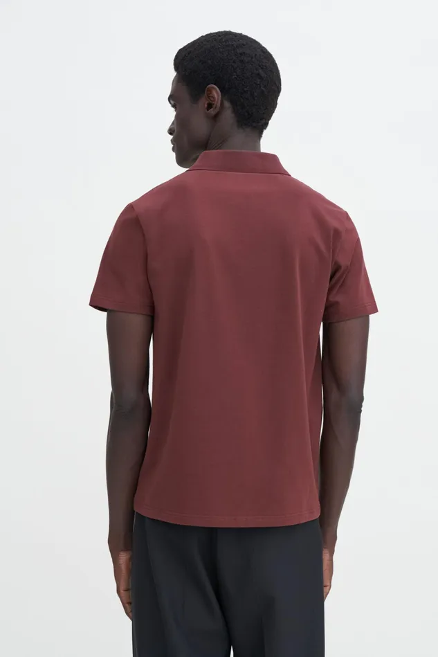 Men Stretch Cotton Polo TShirt Mahogany Brown Filippa K TShirts
