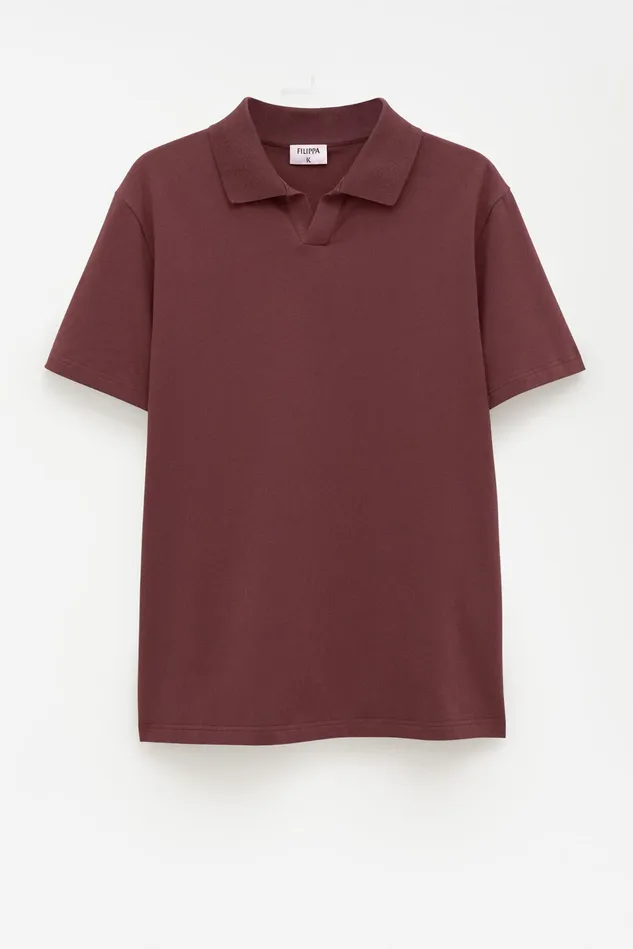 Men Stretch Cotton Polo TShirt Mahogany Brown Filippa K TShirts