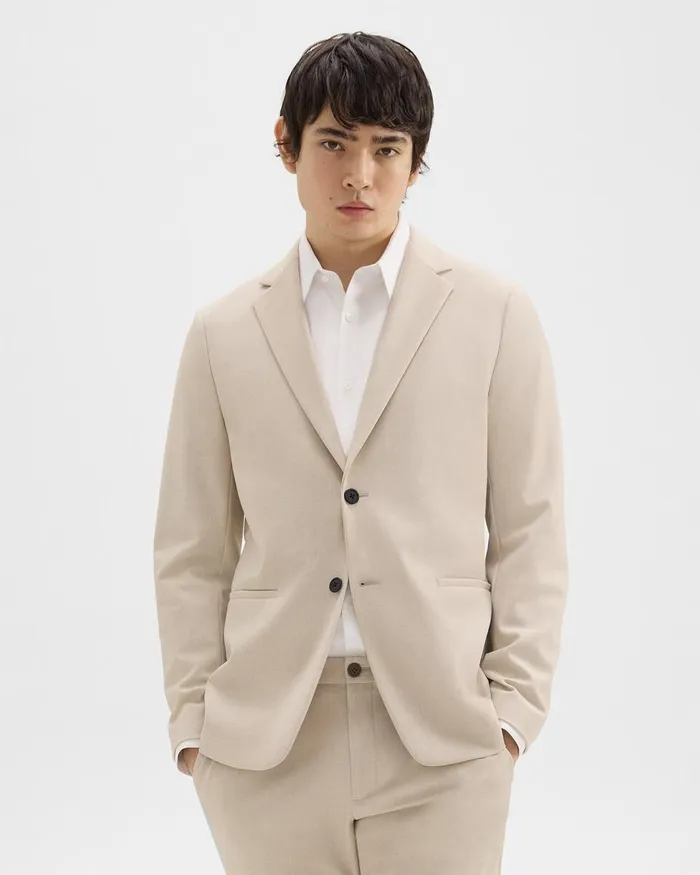 Men Suits Theory Clinton Blazer In Printed Precision Ponte Sand Multi