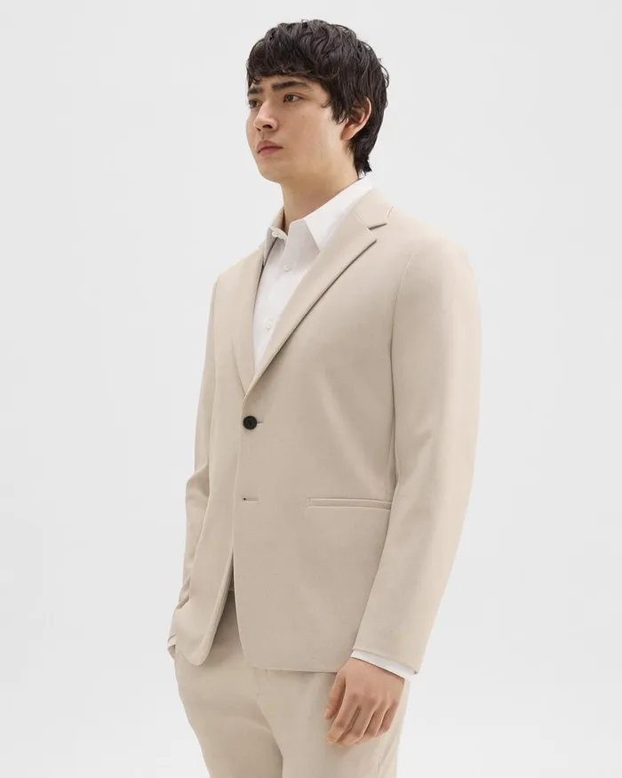 Men Suits Theory Clinton Blazer In Printed Precision Ponte Sand Multi