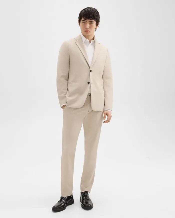 Men Suits Theory Clinton Blazer In Printed Precision Ponte Sand Multi