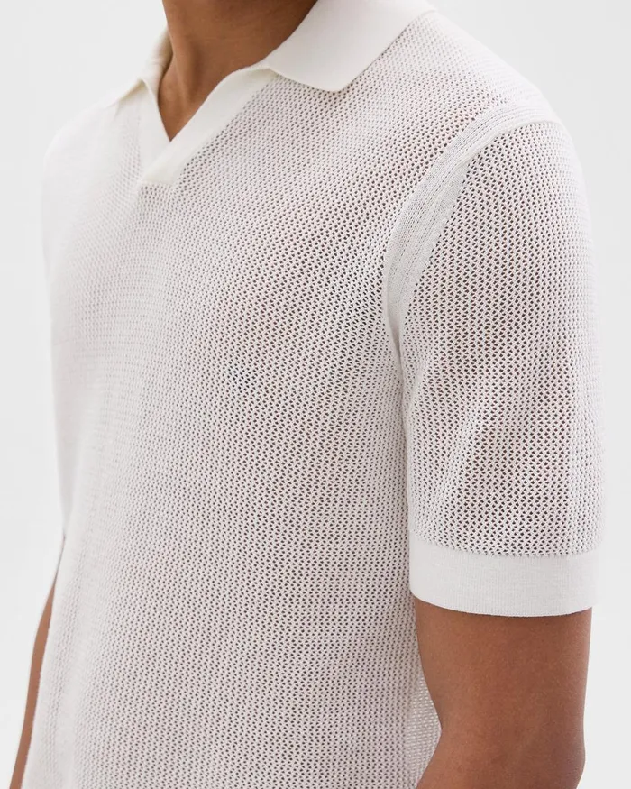 Men Sweaters Cardigans Theory Cairn Polo Shirt In Cotton Ivory