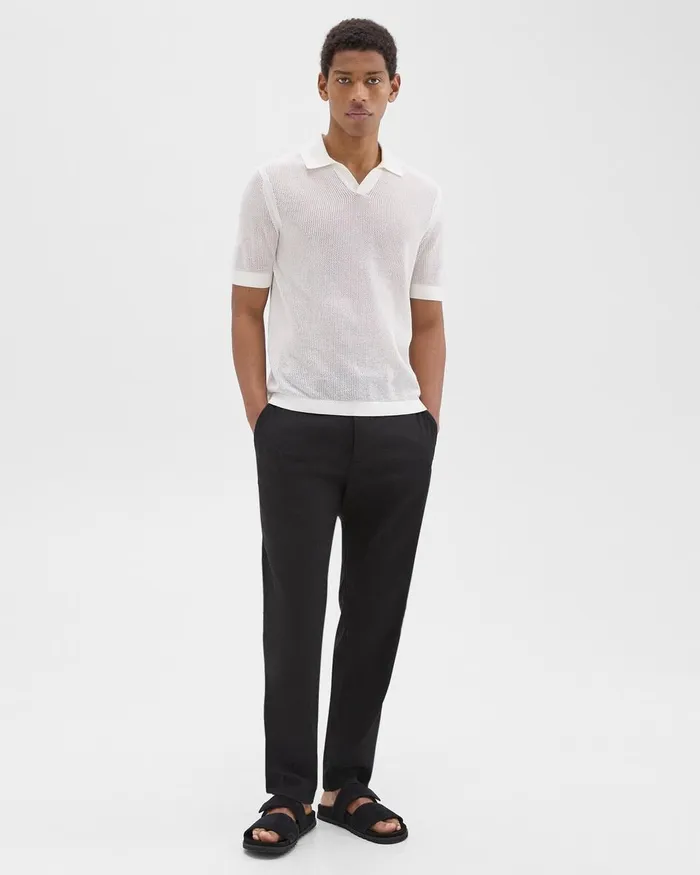Men Sweaters Cardigans Theory Cairn Polo Shirt In Cotton Ivory
