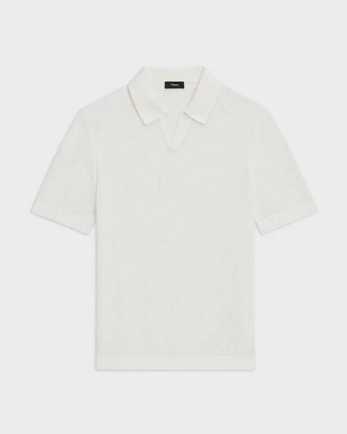 Men Sweaters Cardigans Theory Cairn Polo Shirt In Cotton Ivory