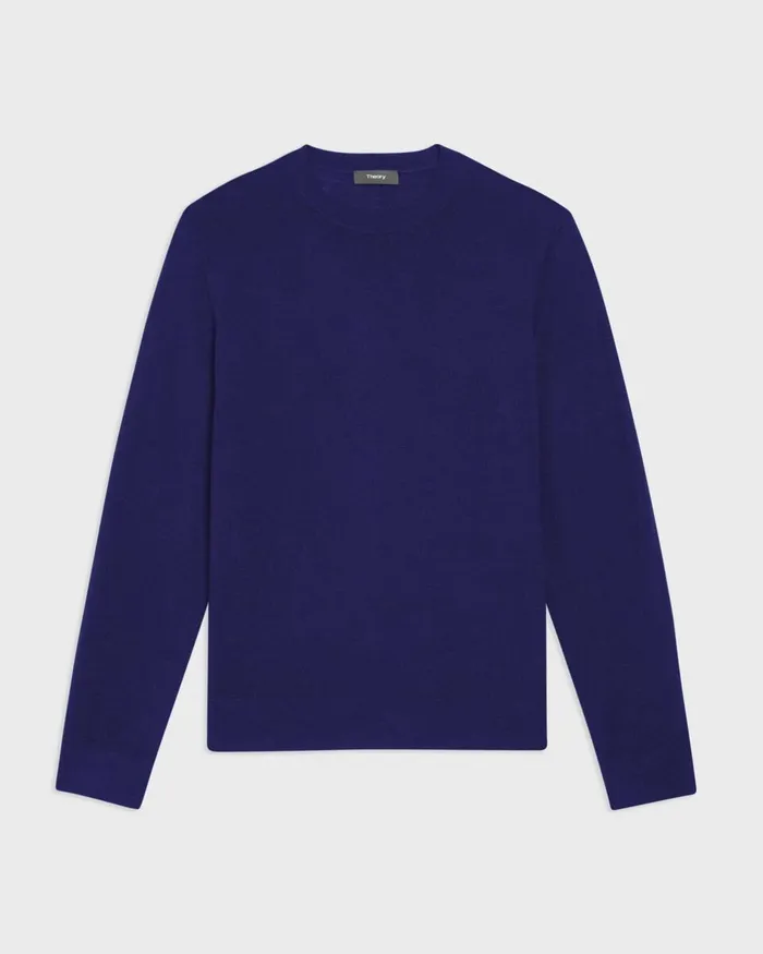 Men Sweaters Cardigans Theory Crewneck Sweater In Regal Wool Ocean