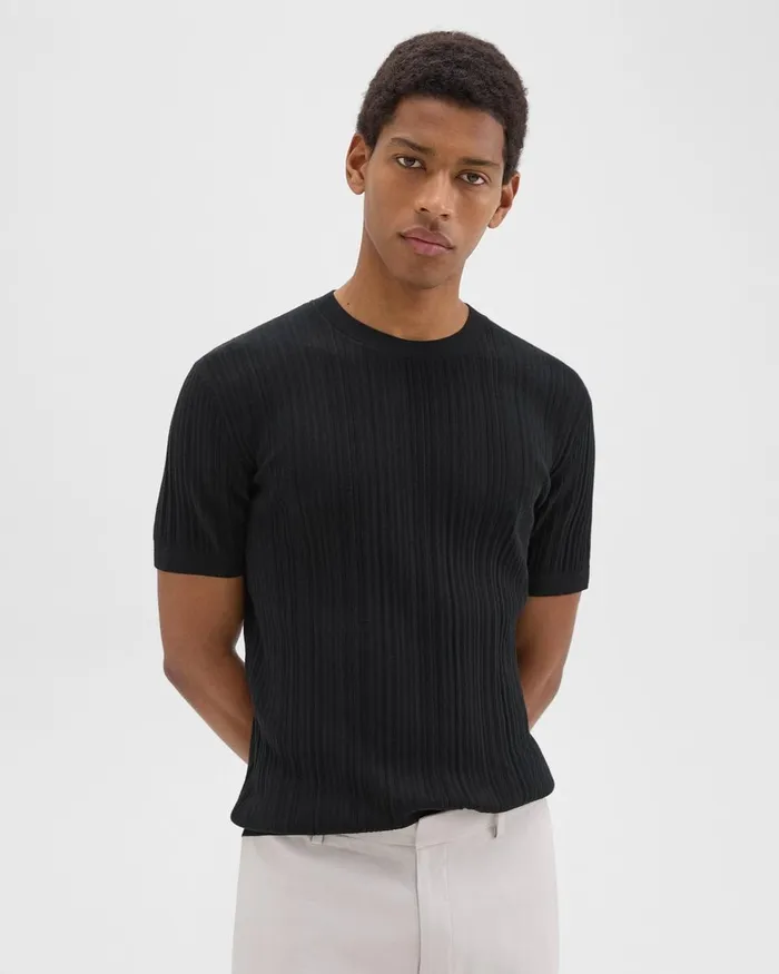 Men Sweaters Cardigans Theory Damian Tee In Cotton Black