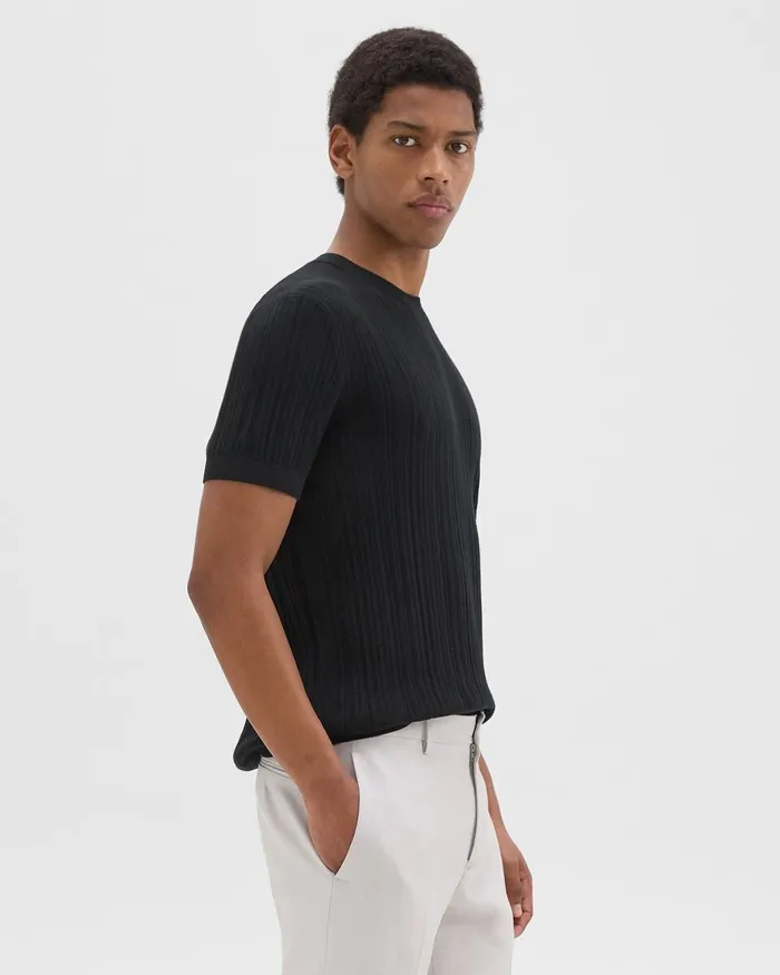 Men Sweaters Cardigans Theory Damian Tee In Cotton Black