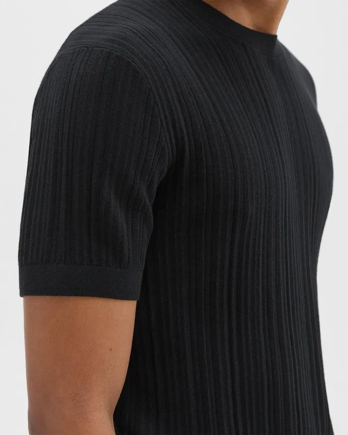 Men Sweaters Cardigans Theory Damian Tee In Cotton Black