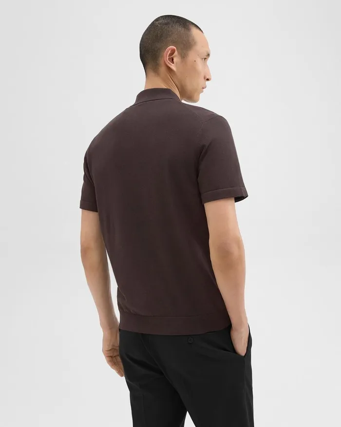 Men Sweaters Cardigans Theory Goris Polo Shirt In Light Bilen Hickory