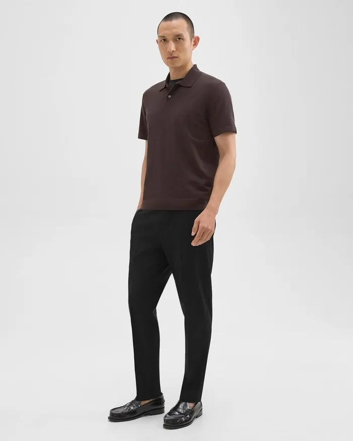 Men Sweaters Cardigans Theory Goris Polo Shirt In Light Bilen Hickory