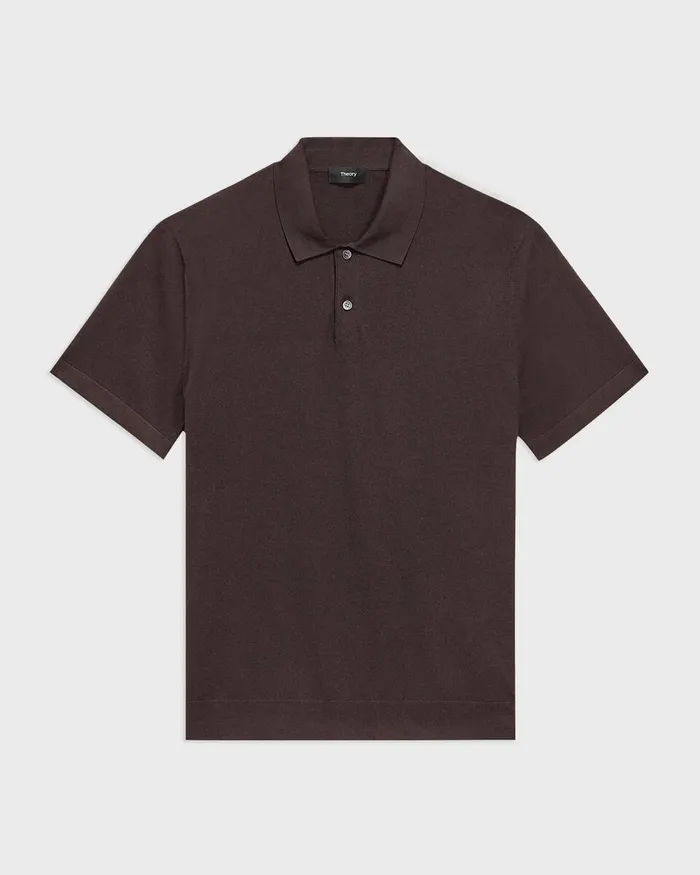Men Sweaters Cardigans Theory Goris Polo Shirt In Light Bilen Hickory