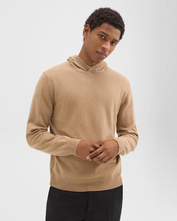 Men Sweaters Cardigans Theory Hilles Hoodie In Cashmere New Camel