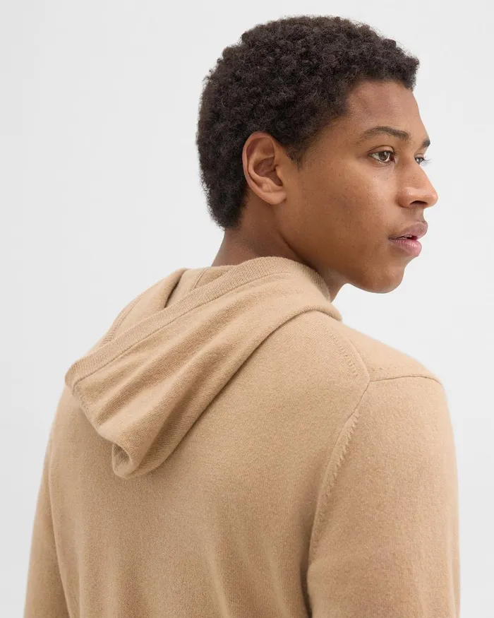 Men Sweaters Cardigans Theory Hilles Hoodie In Cashmere New Camel