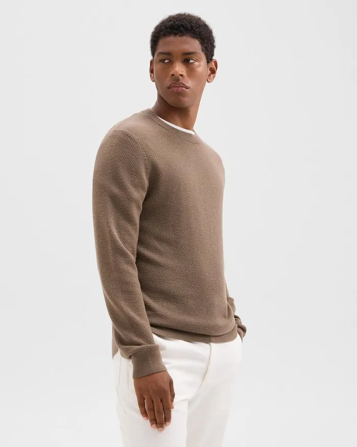 Men Sweaters Cardigans Theory Maden Crewneck Sweater In Merino Wool Dark Taupe