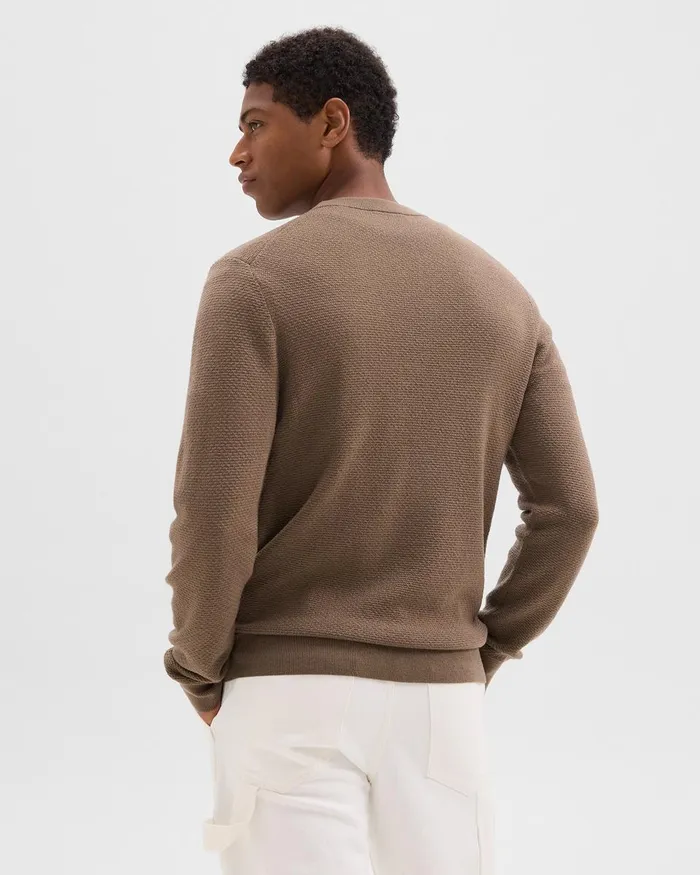 Men Sweaters Cardigans Theory Maden Crewneck Sweater In Merino Wool Dark Taupe