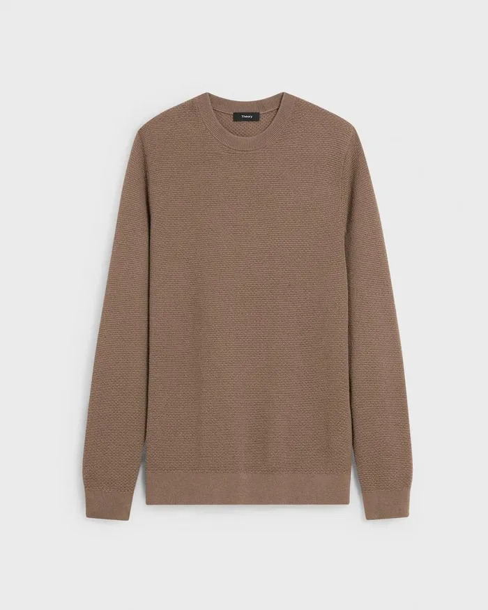 Men Sweaters Cardigans Theory Maden Crewneck Sweater In Merino Wool Dark Taupe