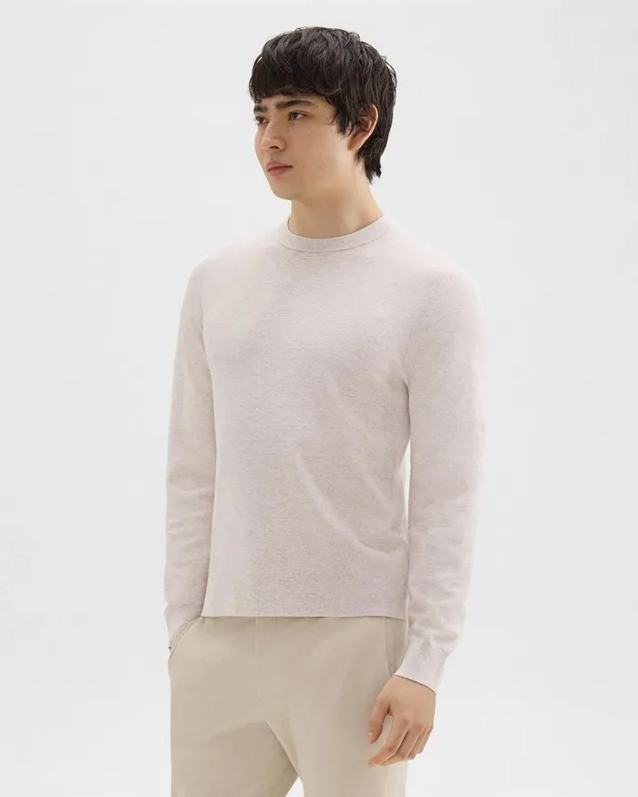 Men Sweaters Cardigans Theory Riland Sweater In Light Bilen Melange Ivory