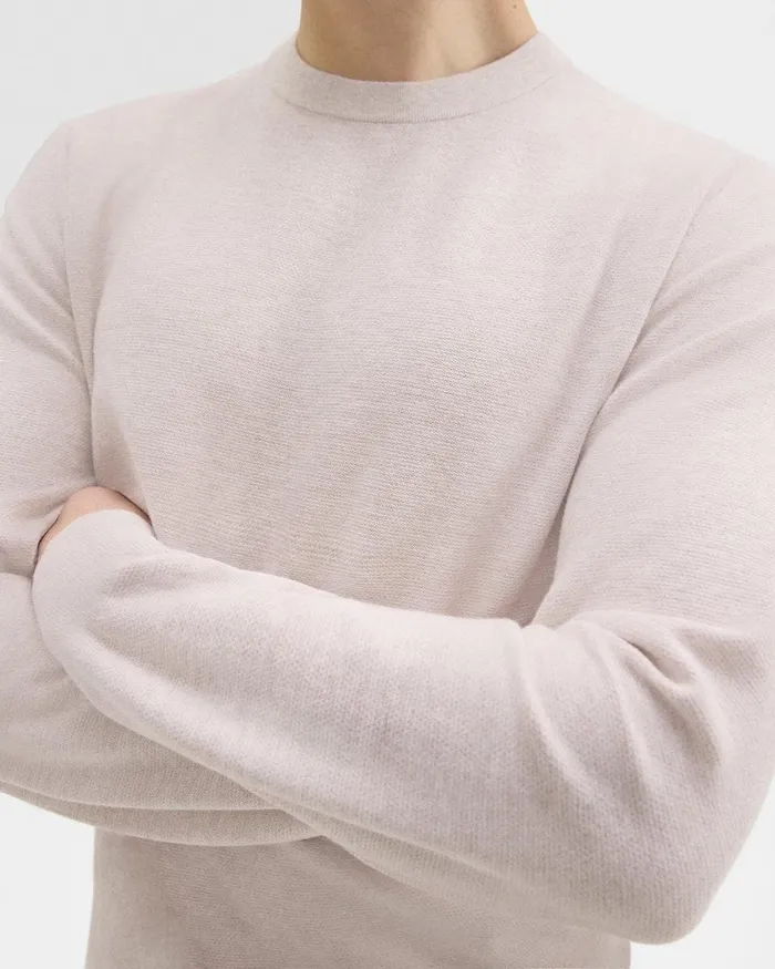 Men Sweaters Cardigans Theory Riland Sweater In Light Bilen Melange Ivory