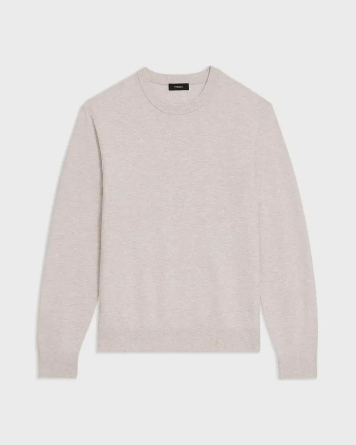 Men Sweaters Cardigans Theory Riland Sweater In Light Bilen Melange Ivory