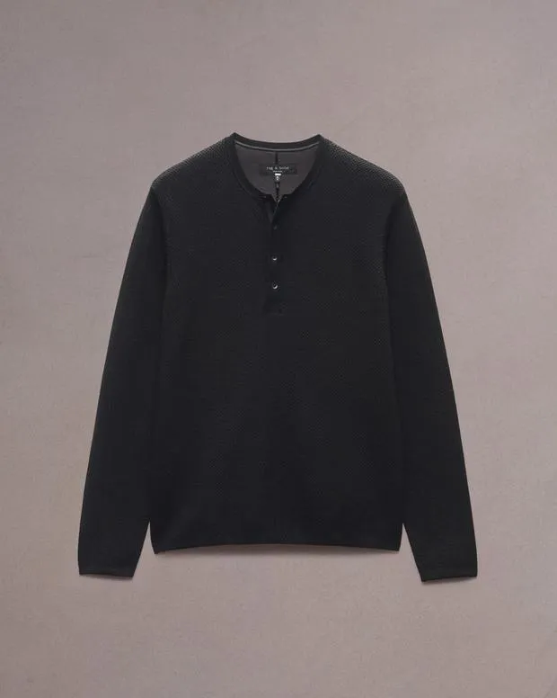 Men Sweaters Rag and Bone Bennet Henley Sweater Black
