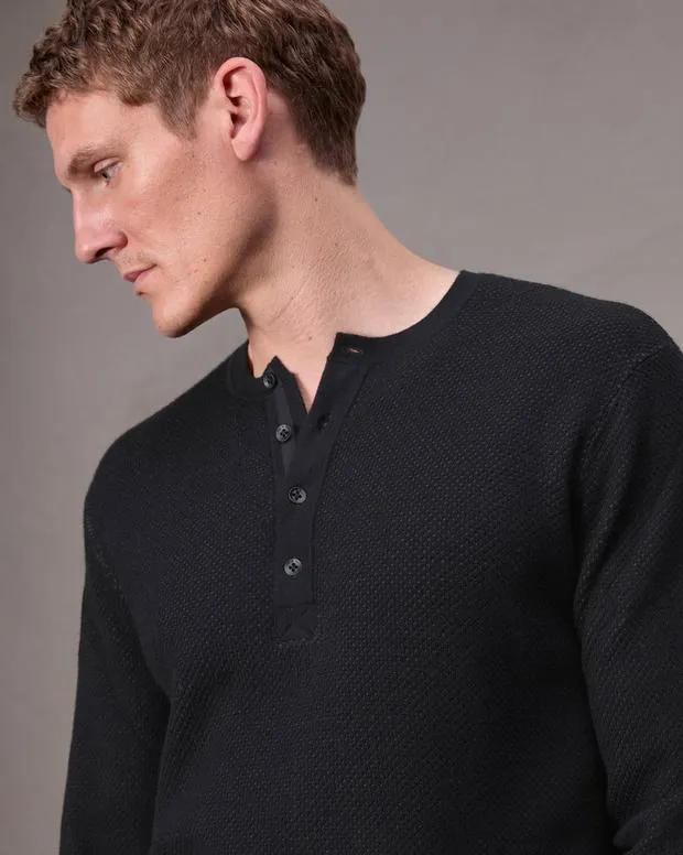 Men Sweaters Rag and Bone Bennet Henley Sweater Black
