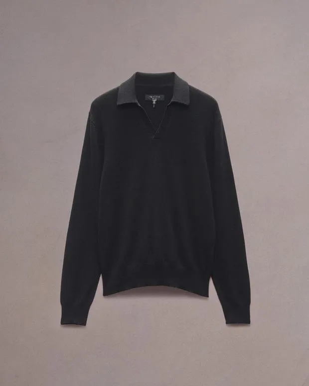 Men Sweaters Rag and Bone Downing Cashmere Polo Black