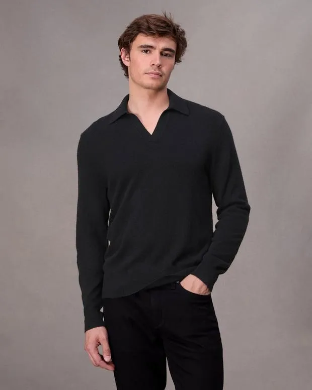 Men Sweaters Rag and Bone Downing Cashmere Polo Black