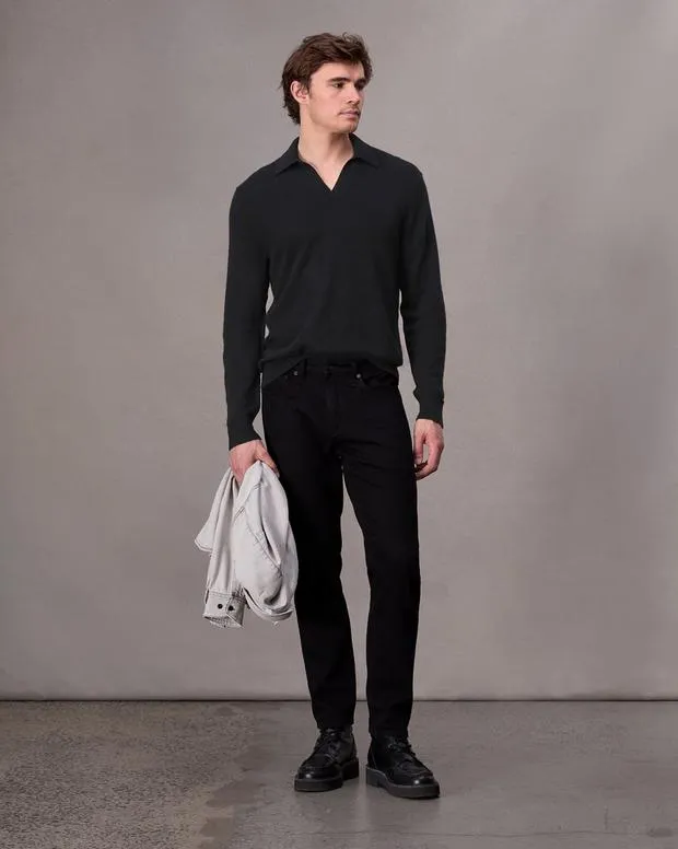 Men Sweaters Rag and Bone Downing Cashmere Polo Black