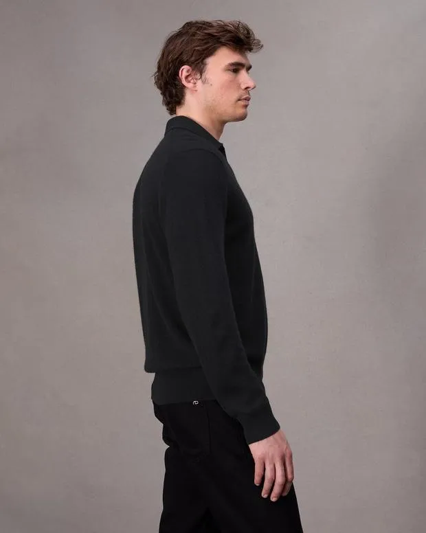 Men Sweaters Rag and Bone Downing Cashmere Polo Black