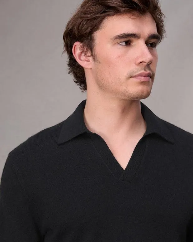 Men Sweaters Rag and Bone Downing Cashmere Polo Black