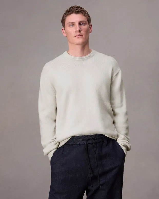 Men Sweaters Rag and Bone Downing Cashmere Sweater Ivory