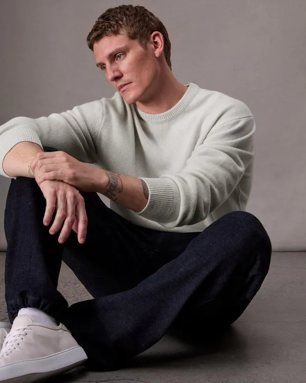 Men Sweaters Rag and Bone Downing Cashmere Sweater Ivory