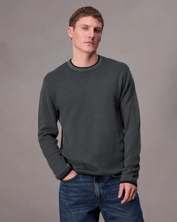 Men Sweaters Rag and Bone Harvey Crewneck Sweater Shark Blue