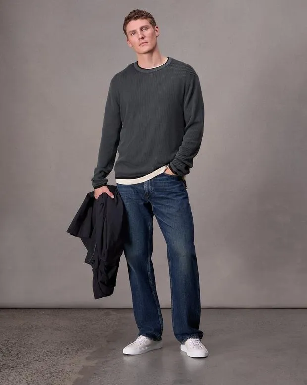 Men Sweaters Rag and Bone Harvey Crewneck Sweater Shark Blue