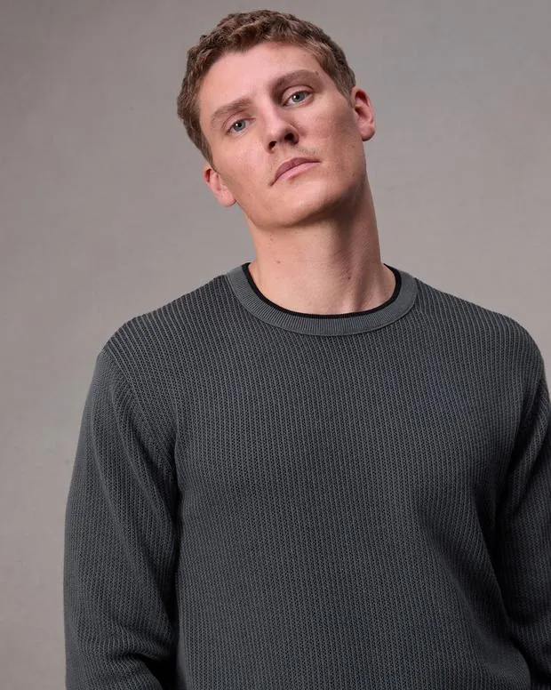 Men Sweaters Rag and Bone Harvey Crewneck Sweater Shark Blue