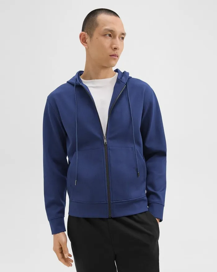 Men Sweatshirts Hoodies Theory ZipUp Hoodie In Scuba Deep Atlantic