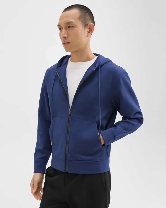 Men Sweatshirts Hoodies Theory ZipUp Hoodie In Scuba Deep Atlantic