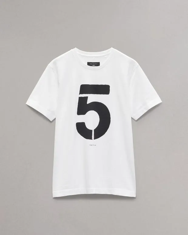 Men TShirts and Henleys Rag and Bone Rb Number 5 TShirt Washed White