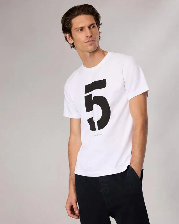 Men TShirts and Henleys Rag and Bone Rb Number 5 TShirt Washed White