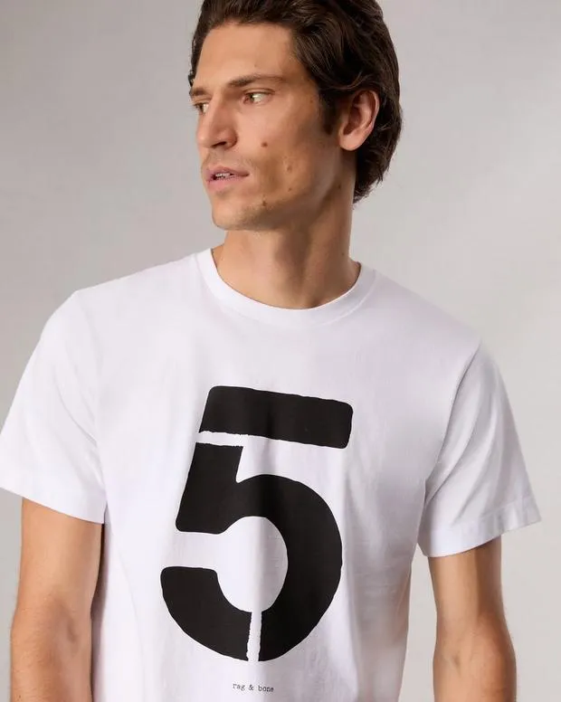 Men TShirts and Henleys Rag and Bone Rb Number 5 TShirt Washed White