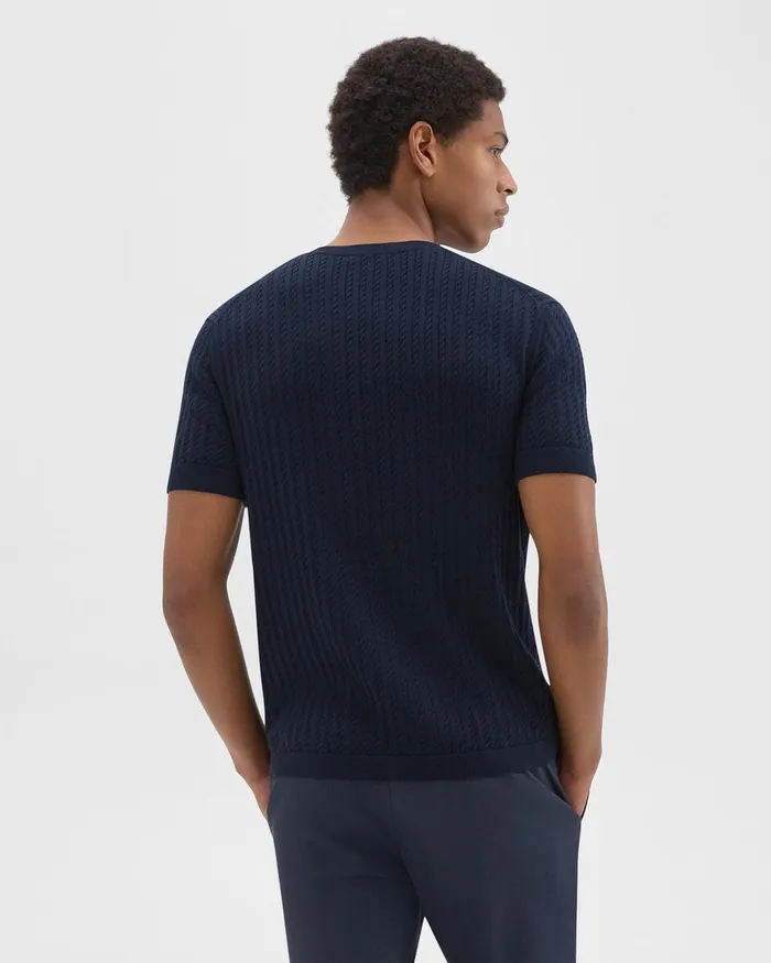 Men TShirts Polos Theory Cable Knit Tee In Cotton Baltic