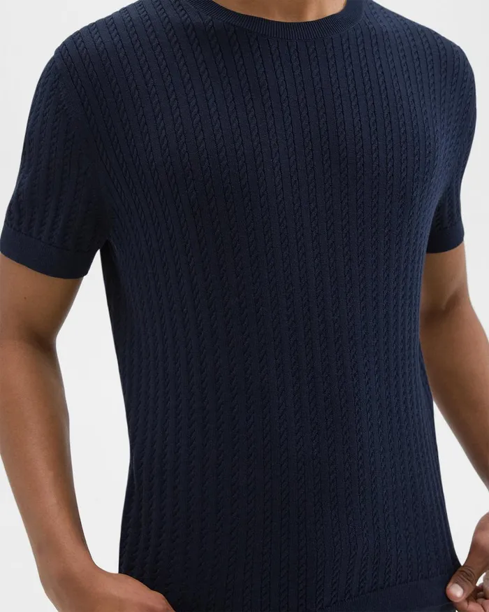 Men TShirts Polos Theory Cable Knit Tee In Cotton Baltic
