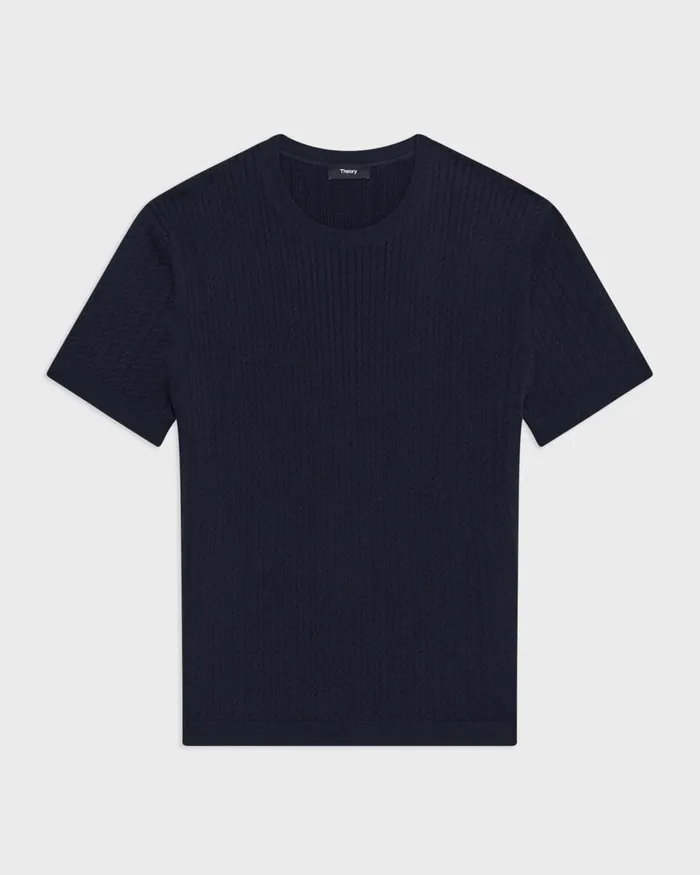 Men TShirts Polos Theory Cable Knit Tee In Cotton Baltic