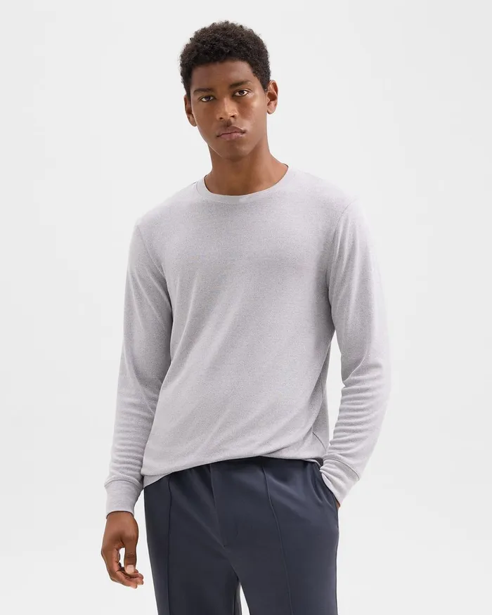 Men TShirts Polos Theory Essential LongSleeve Tee In Anemone Modal Jersey Grey Multi