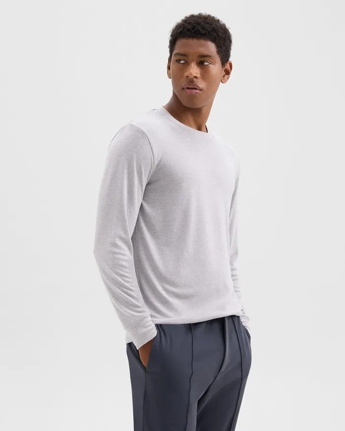 Men TShirts Polos Theory Essential LongSleeve Tee In Anemone Modal Jersey Grey Multi