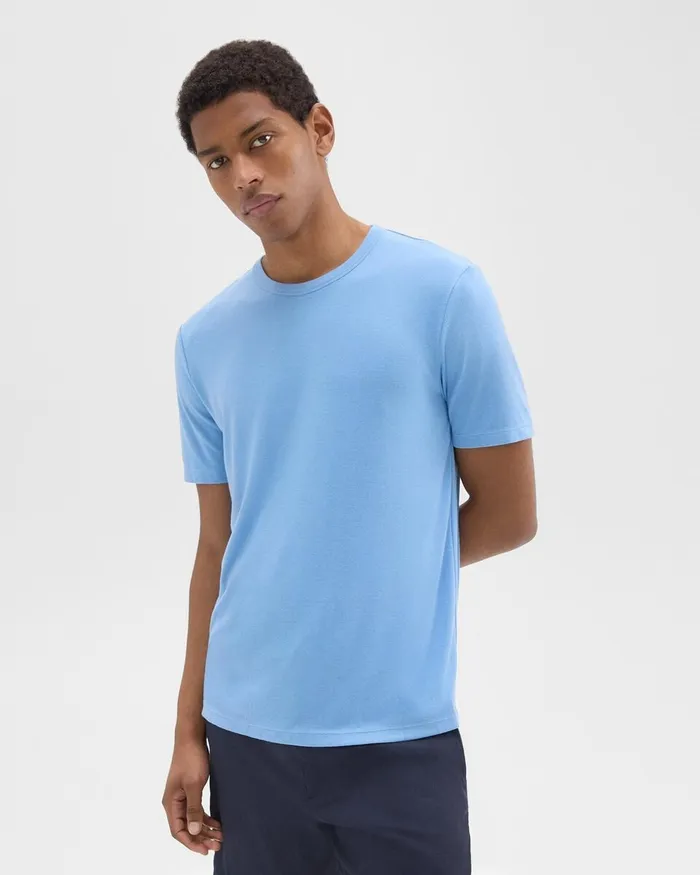 Men TShirts Polos Theory Essential Tee In Anemone Modal Jersey Powder Blue
