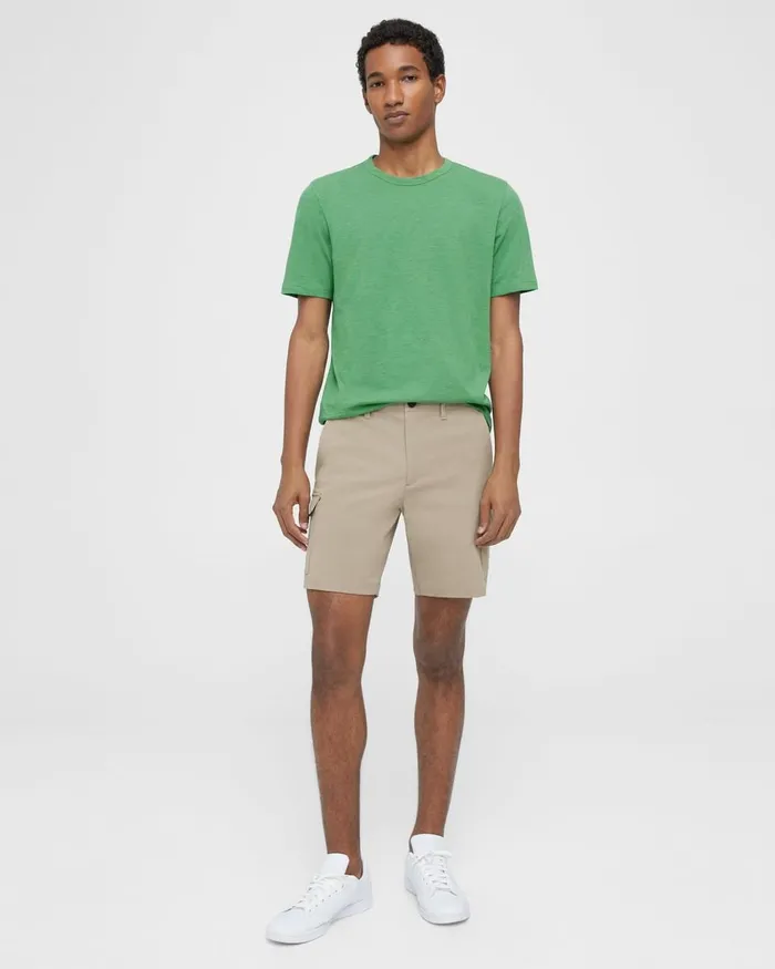 Men TShirts Polos Theory Essential Tee In Cosmos Slub Cotton Jade Green