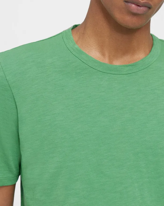 Men TShirts Polos Theory Essential Tee In Cosmos Slub Cotton Jade Green